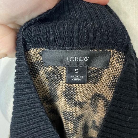 J.Crew merino wool blend sweater dress leopard print brown and black size small - Picture 9 of 10